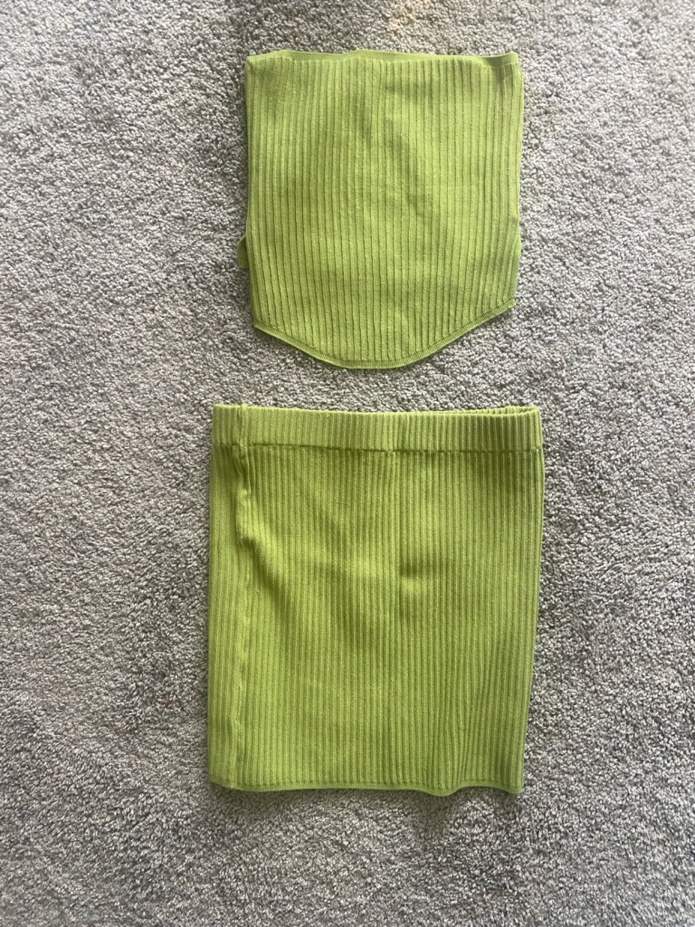 Ribbed Lime Green Knit Mini Skirt - Women